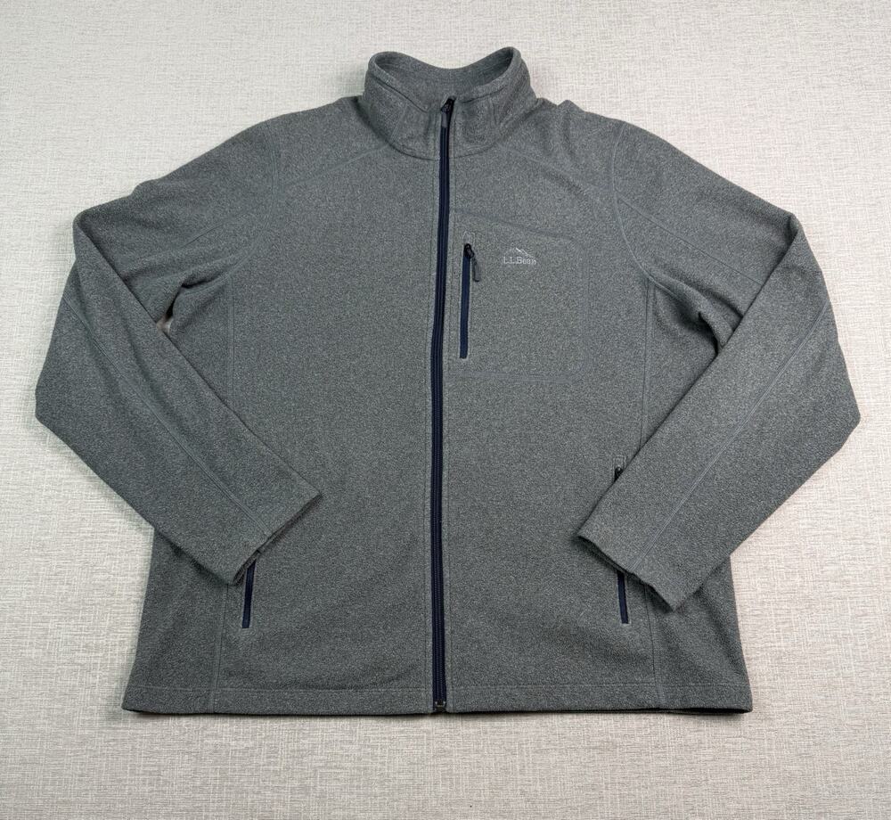L.L.Bean Fleece Jacket Men’s Large Gray Full Zip Slightly Fitted Outdoor Hiking